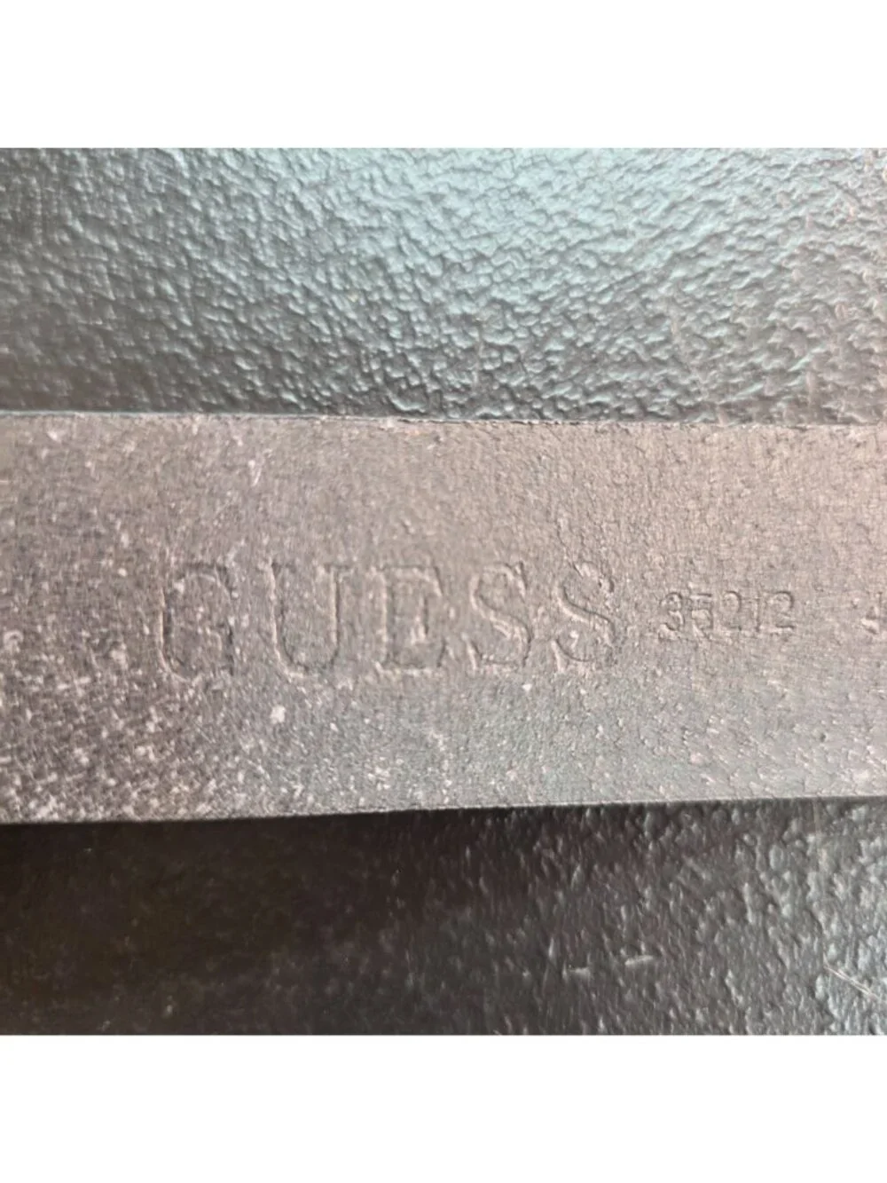 Guess Black Genuine Leather G Logo Plaque Belt Silver Buckle Size 40 Casual Mod